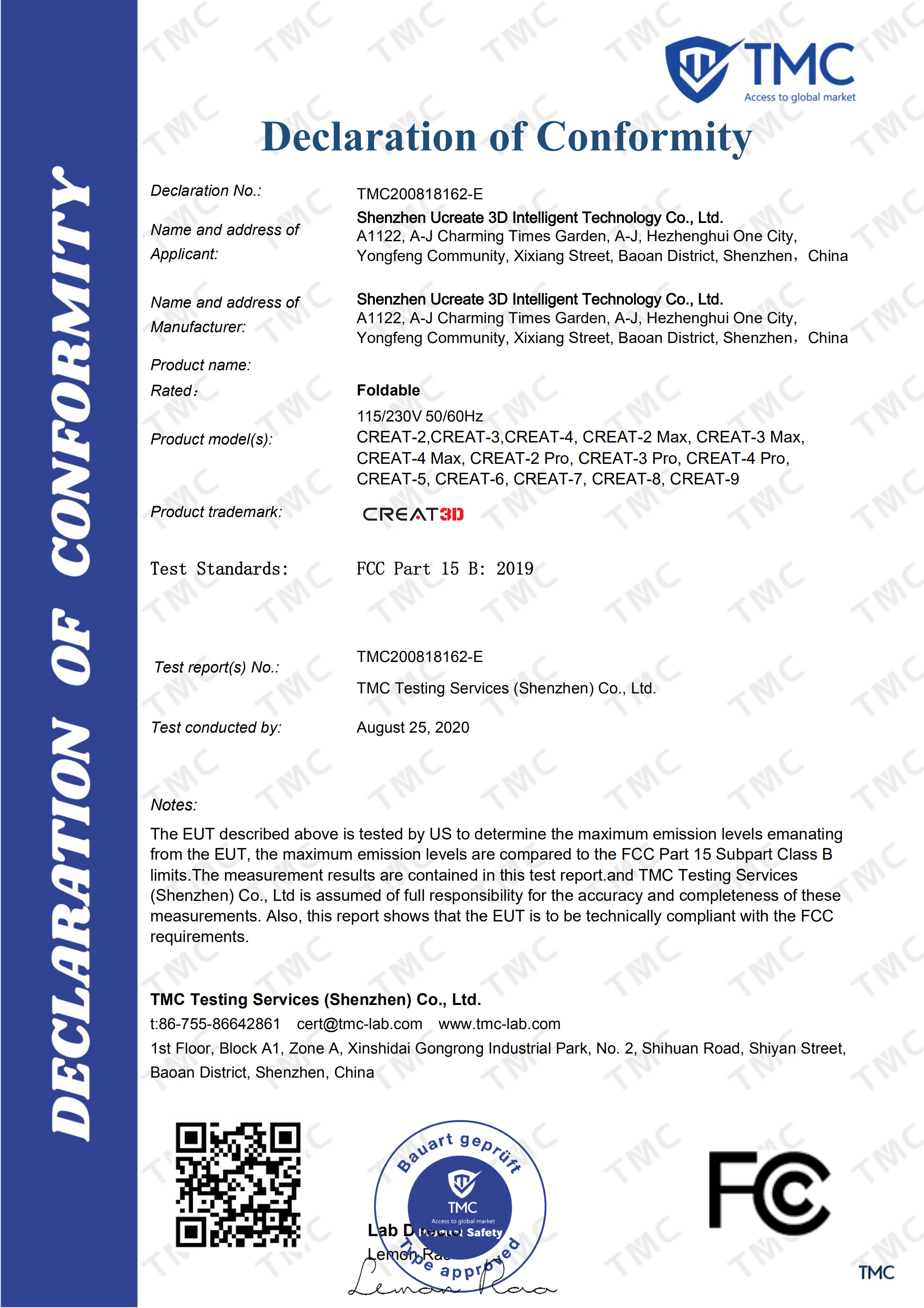 3D PRINTER FCC